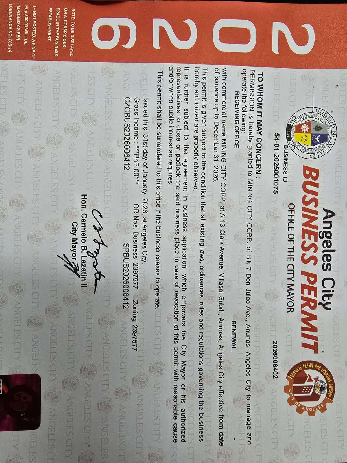 Angeles City Business Permit 2026