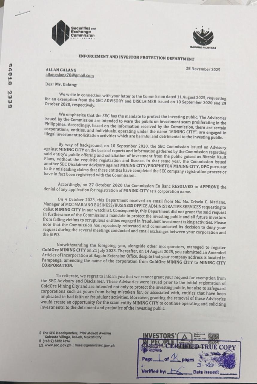 SEC EIPD Letter-Reply (CTC) — Page 1