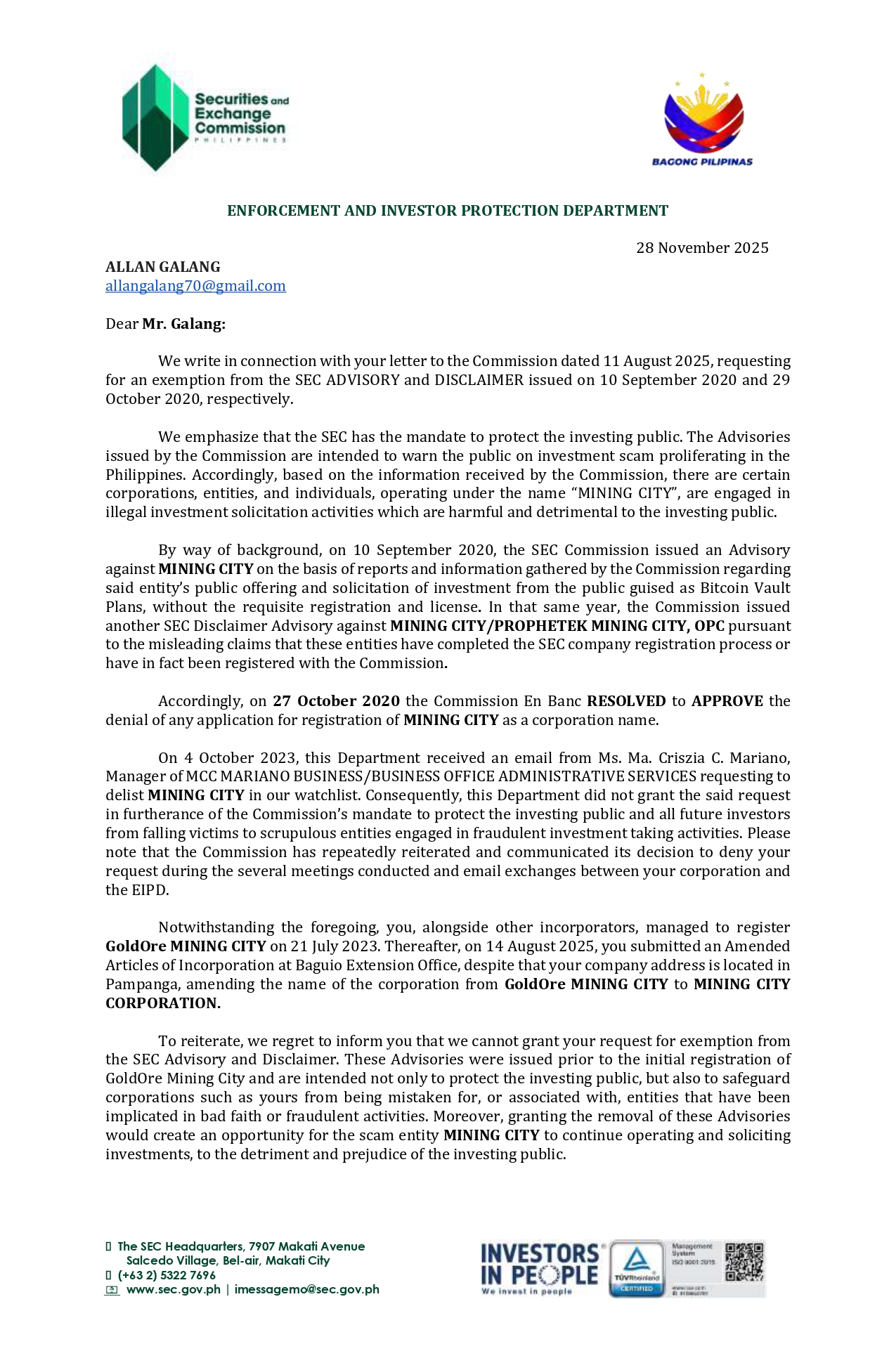 SEC EIPD Letter-Reply — Page 1